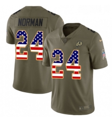 Youth Nike Washington Redskins 24 Josh Norman Limited OliveUSA Flag 2017 Salute to Service NFL Jersey