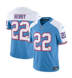 Men Tennessee Titans 22 Derrick Henry Blue White 2023 F U S E  Vapor Limited Throwback Stitched Football Jersey