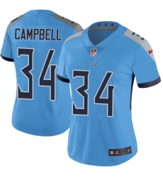 Nike Titans #34 Earl Campbell Light Blue Team Color Womens Stitched NFL Vapor Untouchable Limited Jersey