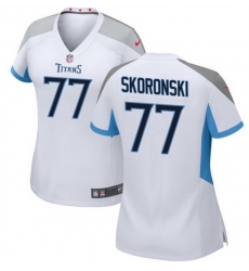 Women Tennessee Titans 77 Peter Skoronski White 2023 Draft Stitched Game Jersey