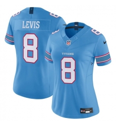 Women Tennessee Titans  8 Will Levis Light Blue 2026 F U S E  Vapor Limited Stitched Football Jersey