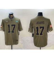 Men New York Jets 17 Davante Adams Olive Salute To Service Limited Stitched Jersey