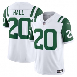 Men New York Jets 20 Breece Hall White Classic Alternate Vapor F U S E  Limited Stitched Football Jersey