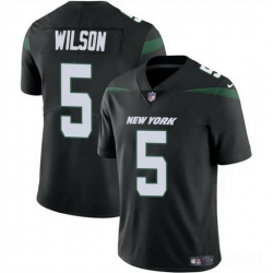 Men New York Jets 5 Garrett Wilson Black Vapor Untouchable Limited Stitched Jersey