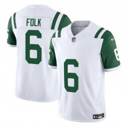 Men New York Jets 6 Nick Folk White 2025 F U S E  Classic Alternate Vapor Untouchable Limited Stitched Jersey