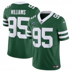 Men New York Jets 95 Quinnen Williams Green 2024 F U S E  With 2 Star C Patch Vapor Limited Stitched Jersey