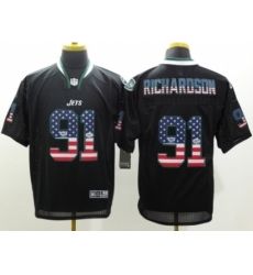 Nike New York Jets 91 Sheldon Richardson Black Elite USA Flag Fashion NFL Jersey