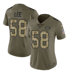 Nike Jets #58 Darron Lee Olive Camo Womens Stitched NFL Limited 2017 Salute to Service Jersey