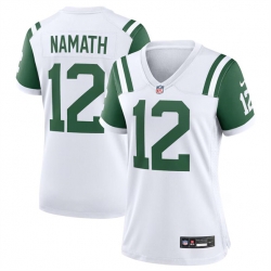 Women New York Jets 12 Joe Namath White Classic Alternate Stitched Jersey