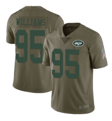 Jets 95 Quinnen Williams Olive Youth Stitched Football Limited 2017 Salute to Service Jersey