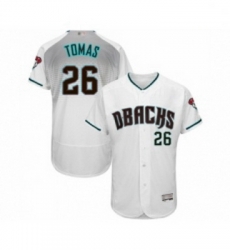 Mens Arizona Diamondbacks 26 Yasmany Tomas White Teal Alternate Authentic Collection Flex Base Baseball Jersey