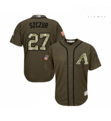 Mens Arizona Diamondbacks 27 Matt Szczur Authentic Green Salute to Service Baseball Jersey 