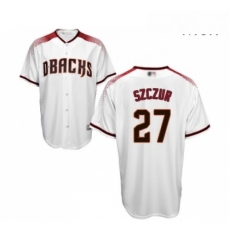 Mens Arizona Diamondbacks 27 Matt Szczur Replica White Home Cool Base Baseball Jersey 