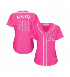 Womens Arizona Diamondbacks 48 Abraham Almonte Replica Pink Fashion Baseball Jersey 