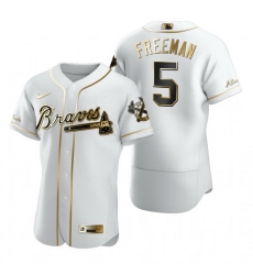 Atlanta Braves 5 Freddie Freeman White Nike Mens Authentic Golden Edition MLB Jersey