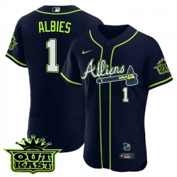 MEN 27S ATLANTA BRAVES ATLIENS 1 Ozzie Albies FLEX BASE JERSEY   ALL STITCHED