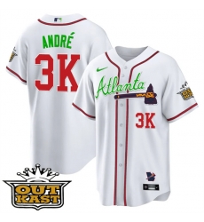 MEN 27S ATLANTA BRAVES OUTKAST 3K Andr E9 White COOL BASE JERSEY  ALL STITCHED