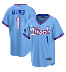 Men Atlanta Braves  1 Ozzie Albies Powder Blue 2026 City Connect Stadium Stitched Baseball Jersey