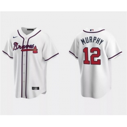 Men Atlanta Braves 12 Sean Murphy White Cool Base Stitched Baseball Jersey