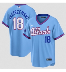 Men Atlanta Braves  18 Mike Yastrzemski Powder Blue 2026 City Connect Stadium Stitched Baseball Jersey