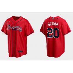 Men Atlanta Braves 20 Marcell Ozuna Red Cool Base Stitched Jersey