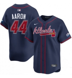 Men Atlanta Braves 44 Hank Aaron Navy 2025 Speedway Classic Alternate Limited Stitched Baseball Jersey