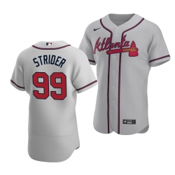 Men Atlanta Braves 99 Spencer Strider Gray Cool Base Stitched Baseball Jersey