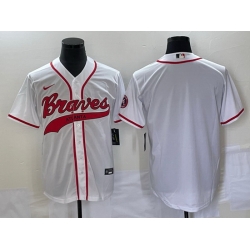 Men Atlanta Braves Blank White Cool Base With Patch Stitched Baseball Jersey