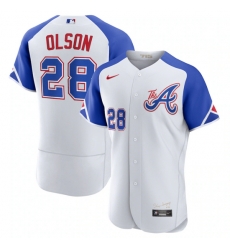 Men's Atlanta Braves #28 Matt Olson White 2023 City Connect Flex Base Stitched Jersey