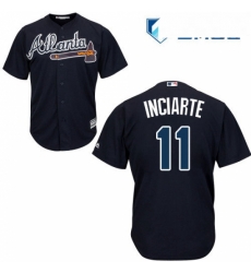 Mens Majestic Atlanta Braves 11 Ender Inciarte Replica Blue Alternate Road Cool Base MLB Jersey 