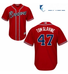 Mens Majestic Atlanta Braves 47 Tom Glavine Replica Red Alternate Cool Base MLB Jersey