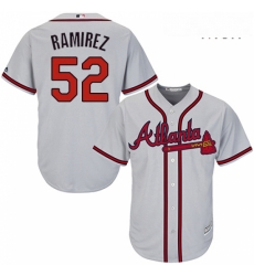 Mens Majestic Atlanta Braves 52 Jose Ramirez Replica Grey Road Cool Base MLB Jersey 