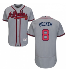 Mens Majestic Atlanta Braves 8 Bob Uecker Grey Road Flex Base Authentic Collection MLB Jersey