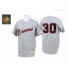 Mens Mitchell and Ness 1969 Atlanta Braves 30 Orlando Cepeda Replica Grey Throwback MLB Jersey