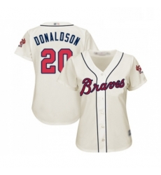 Womens Atlanta Braves 20 Josh Donaldson Replica Cream Alternate 2 Cool Base Baseball Jersey 