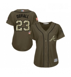 Womens Atlanta Braves 23 Adam Duvall Authentic Green Salute to Service Baseball Jersey 