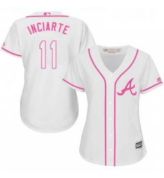 Womens Majestic Atlanta Braves 11 Ender Inciarte Authentic White Fashion Cool Base MLB Jersey 