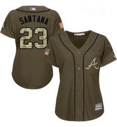 Womens Majestic Atlanta Braves 23 Danny Santana Authentic Green Salute to Service MLB Jersey 