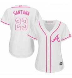 Womens Majestic Atlanta Braves 23 Danny Santana Replica White Fashion Cool Base MLB Jersey 