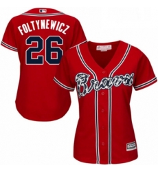 Womens Majestic Atlanta Braves 26 Mike Foltynewicz Replica Red Alternate Cool Base MLB Jersey 