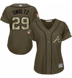 Womens Majestic Atlanta Braves 29 John Smoltz Replica Green Salute to Service MLB Jersey