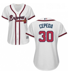 Womens Majestic Atlanta Braves 30 Orlando Cepeda Replica White Home Cool Base MLB Jersey