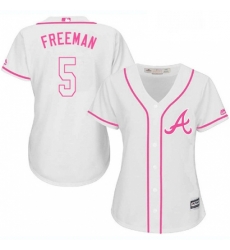 Womens Majestic Atlanta Braves 5 Freddie Freeman Replica White Fashion Cool Base MLB Jersey