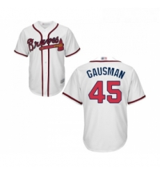 Youth Atlanta Braves 45 Kevin Gausman Replica White Home Cool Base Baseball Jersey 