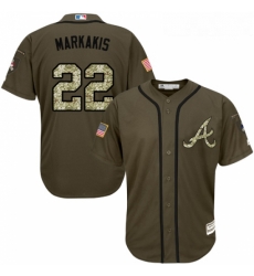 Youth Majestic Atlanta Braves 22 Nick Markakis Replica Green Salute to Service MLB Jersey