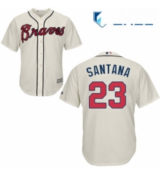 Youth Majestic Atlanta Braves 23 Danny Santana Replica Cream Alternate 2 Cool Base MLB Jersey 