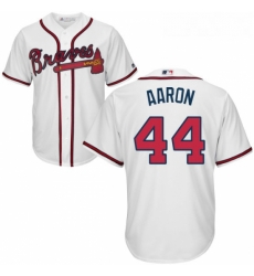 Youth Majestic Atlanta Braves 44 Hank Aaron Replica White Home Cool Base MLB Jersey