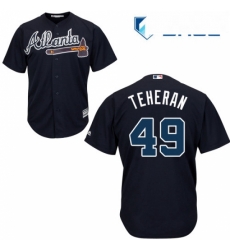 Youth Majestic Atlanta Braves 49 Julio Teheran Authentic Blue Alternate Road Cool Base MLB Jersey