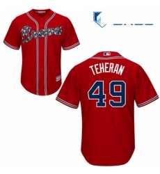 Youth Majestic Atlanta Braves 49 Julio Teheran Authentic Red Alternate Cool Base MLB Jersey