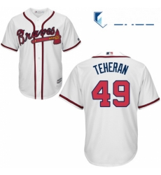 Youth Majestic Atlanta Braves 49 Julio Teheran Replica White Home Cool Base MLB Jersey